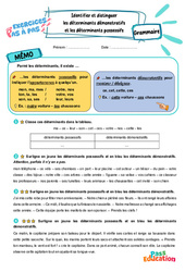 Identifier et distinguer les déterminants démonstratifs et les déterminants possessifs - Exercices Pas à Pas : 5ème Harmos - PDF à imprimer