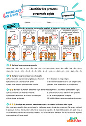 Identifier les pronoms personnels sujets - Exercices Pas à Pas : 5ème Harmos - PDF à imprimer