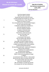 Exercice Les Animaux malades de la peste (Jean de La Fontaine) - Littérature : 11ème Harmos - PDF à imprimer