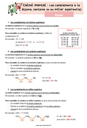 Les compléments à la dizaine, centaine ou au millier supérieur(e) - Cours, Leçon : 6ème Harmos - PDF à imprimer