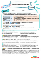 Identifier les articles et leur type - Exercices Pas à Pas : 7ème Harmos - PDF à imprimer