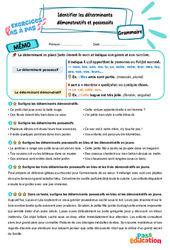 Identifier les déterminants démonstratifs et possessifs - Exercices Pas à Pas : 7ème Harmos - PDF à imprimer