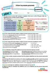 Utiliser les pronoms personnels - Exercices Pas à Pas : 7ème Harmos - PDF à imprimer