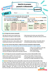 Identifier les pronoms possessifs et démonstratifs - Exercices Pas à Pas : 7ème Harmos - PDF à imprimer