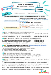 Utiliser les déterminants démonstratifs et possessifs - Exercices Pas à Pas : 7ème Harmos - PDF à imprimer