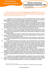 Exercice L’Autobiographie de Malcolm X (Malcolm X et Alex Haley) - Littérature : 11ème Harmos - PDF à imprimer