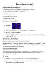 Etre un citoyen européen - Instruction Civique- Fiches Leçon : 6ème, 7ème Harmos - PDF gratuit à imprimer