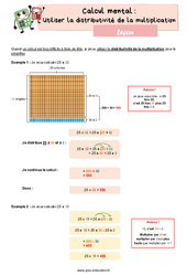 Utiliser la distributivité de la multiplication - Cours, Leçon : 6ème Harmos - PDF à imprimer