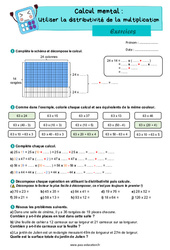 Utiliser la distributivité de la multiplication - Exercices : 6ème Harmos - PDF à imprimer