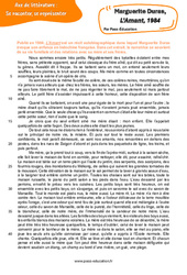 Exercice L’Amant (Marguerite Duras) - Littérature : 11ème Harmos - PDF à imprimer