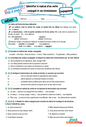Identifier le radical d’un verbe conjugué et ses terminaisons - Exercices Pas à Pas : 8ème Harmos - PDF à imprimer