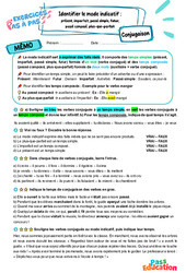 Identifier le mode indicatif - Fiches présent, imparfait, passé simple, futur, passé composé, plus - que - parfait - Exercices Pas à Pas : 8ème Harmos - PDF à imprimer