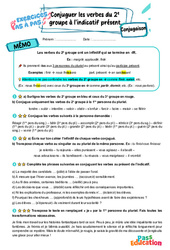 Cours et exercice : Conjuguer les verbes du 2e groupe à l’indicatif présent - Exercices Pas à Pas : 8ème Harmos - PDF à imprimer