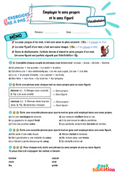 Employer le sens propre et le sens figuré - Exercices Pas à Pas : 7ème Harmos - PDF à imprimer