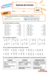 Soustraire des fractions - Exercices Pas à Pas : 5ème Harmos - PDF à imprimer