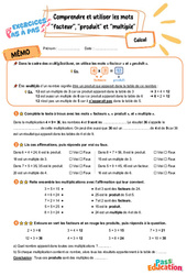 Comprendre et utiliser les mots facteur, produit et multiple - Exercices Pas à Pas : 5ème Harmos - PDF à imprimer