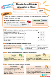 Leçon, exercice et évaluation :<br/> Résoudre des problèmes de comparaison en 1 étape - Exercices Pas à Pas : 5ème Harmos - PDF à imprimer