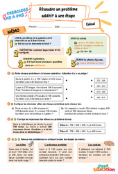 Résoudre un problème additif à une étape - Exercices Pas à Pas : 5ème Harmos - PDF à imprimer
