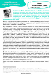 Exercice Dune, Frank Herbert - Littérature : 11ème Harmos - PDF à imprimer