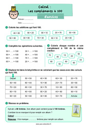 Les compléments à 100 - Exercices : 4ème Harmos - PDF à imprimer