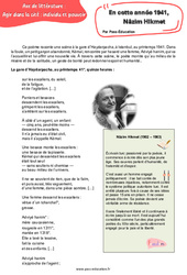 En cette année 1941, Nâzim Hikmet - Littérature : 11ème Harmos - PDF à imprimer