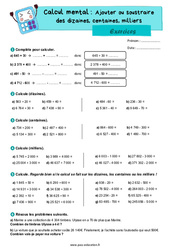 Ajouter ou soustraire des dizaines, centaines, milliers - Exercices : 6ème Harmos - PDF à imprimer