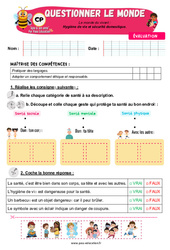 Evaluation Hygiène de vie et sécurité domestique - Examen Evaluation - Apis & ses amis : 3eme Harmos - PDF à imprimer