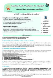 Séquence - Fiche de préparation L’identité dans un contexte numérique - Séquence complète - EMC : 8ème Harmos - PDF à imprimer