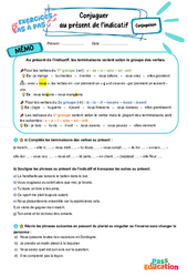 Conjuguer au présent de l'indicatif - Exercices Pas à Pas : 9eme Harmos - PDF à imprimer