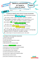 Identifier les verbes particuliers du 3e groupe au présent de l'indicatif - Exercices Pas à Pas : 9eme Harmos - PDF à imprimer