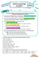 Identifier le passé simple de l'indicatif - Exercices Pas à Pas : 9eme Harmos - PDF à imprimer