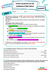 Produire des phrases avec des compléments d’objet indirect (COI) - Exercices Pas à Pas : 9eme Harmos - PDF à imprimer