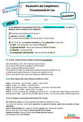 Reconnaitre des compléments circonstanciels de lieu - Exercices Pas à Pas : 9eme Harmos - PDF à imprimer