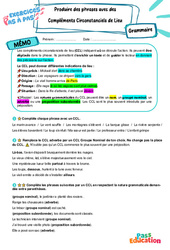 Produire des phrases avec des compléments circonstanciels de lieu - Exercices Pas à Pas : 9eme Harmos - PDF à imprimer