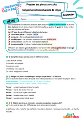 Produire des phrases avec des compléments circonstanciels de temps - Exercices Pas à Pas : 9eme Harmos - PDF à imprimer