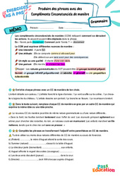 Produire des phrases avec des compléments circonstanciels de manière - Exercices Pas à Pas : 9eme Harmos - PDF à imprimer