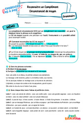 Reconnaitre un complément circonstanciel de moyen - Exercices Pas à Pas : 9eme Harmos - PDF à imprimer