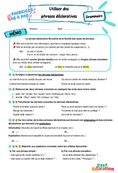 Utiliser des phrases déclaratives - Exercices Pas à Pas : 8ème Harmos - PDF à imprimer