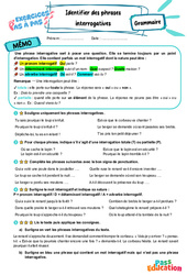 Identifier des phrases interrogatives - Exercices Pas à Pas : 8ème Harmos - PDF à imprimer
