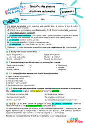 Identifier des phrases à la forme exclamative - Exercices Pas à Pas : 8ème Harmos - PDF à imprimer