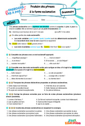 Produire des phrases à la forme exclamative - Exercices Pas à Pas : 8ème Harmos - PDF à imprimer