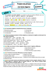 Produire des phrases à la forme négative - Exercices Pas à Pas : 8ème Harmos - PDF à imprimer