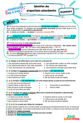 Identifier des propositions subordonnées - Exercices Pas à Pas : 8ème Harmos - PDF à imprimer