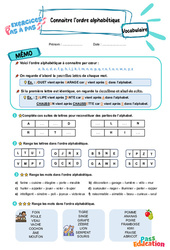 Connaître l’ordre alphabétique - Exercices Pas à Pas : 5ème Harmos - PDF à imprimer