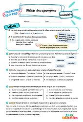 Utiliser des synonymes - Exercices Pas à Pas : 5ème Harmos - PDF à imprimer