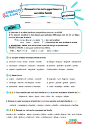 Reconnaître les mots appartenant à une même famille - Exercices Pas à Pas : 5ème Harmos - PDF à imprimer