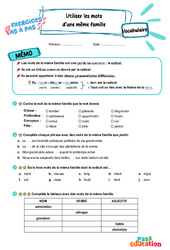 Former une famille de mots - Exercices Pas à Pas : 5ème Harmos - PDF à imprimer