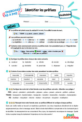 Identifier les préfixes - Exercices Pas à Pas : 5ème Harmos - PDF à imprimer