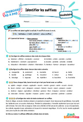 Identifier les suffixes - Exercices Pas à Pas : 5ème Harmos - PDF à imprimer