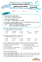 Former des mots à l’aide d’un préfixe ou d’un suffixe - Exercices Pas à Pas : 5ème Harmos - PDF à imprimer
